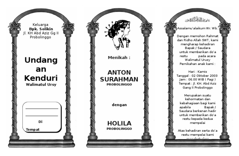 7300 Contoh Undangan Pernikahan Lipat 3 Doc Gratis