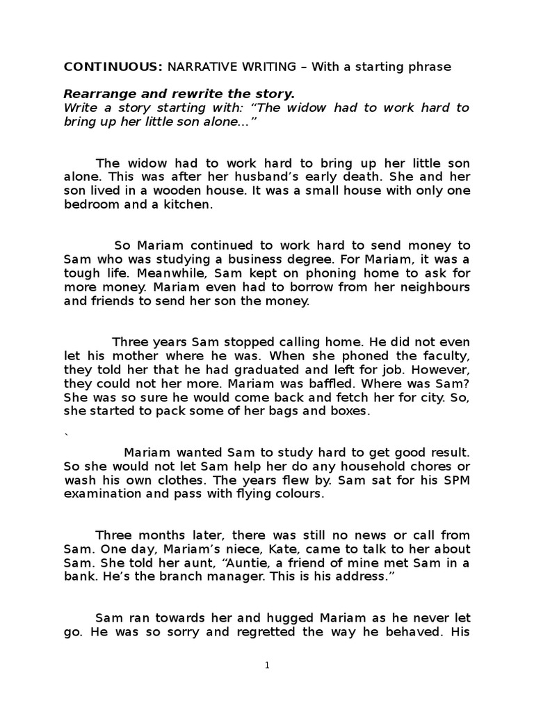 Continuous Writing Exercise Pdf