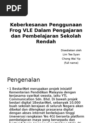 Keberkesanan Penggunaan Frog Vle Dalam Pengajaran Dan Pembelajaran Pdf