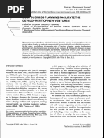 Does Business Planning Facilitate the Development of New Ventures?