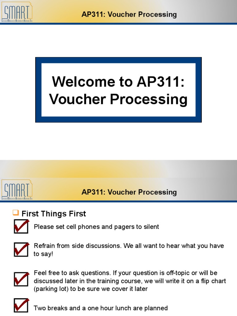 Welcome To AP311: Voucher Processing | PDF | Voucher | Accounts Payable