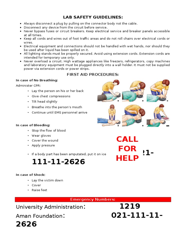 Lab Safety and First Aid Guidelines | PDF | Science & Mathematics