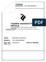 Thapar University Civil Engineering Graduate Resume