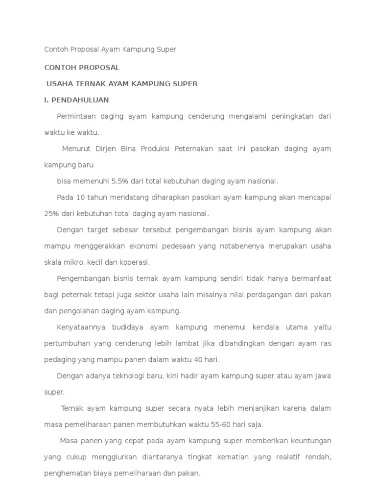 Contoh Proposal Ayam Kampung Super
