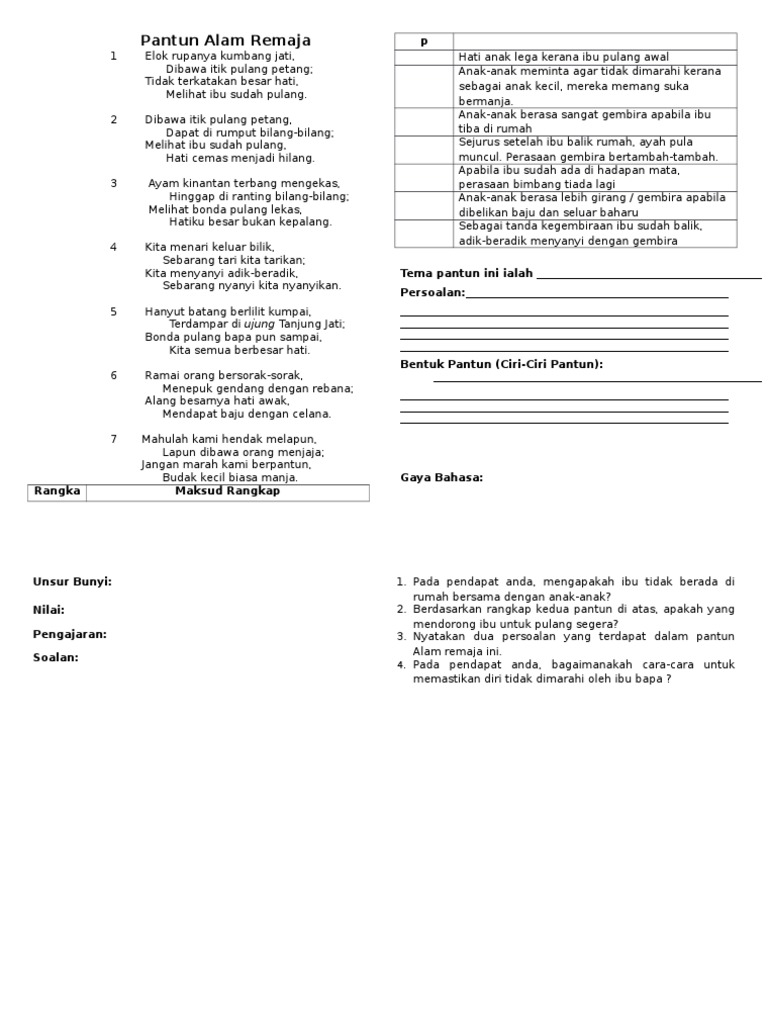 Komsas T2 Pantun Alam Remaja Pdf