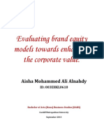 Evaluating Brand Equity Models Towards e