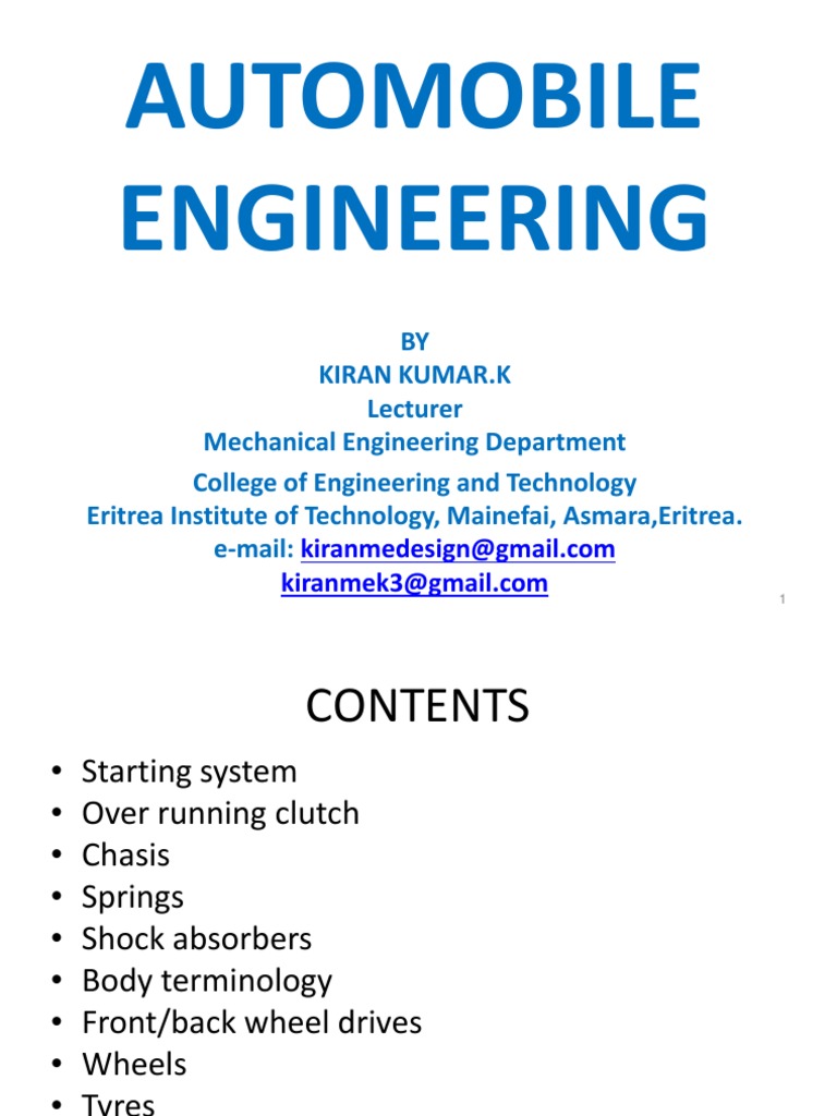 Automobile Engineering Lecture Notes4 To Final Year Students by Kiranmedesign PDF PDF Anti