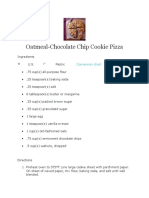Oatmeal-Chocolate Chip Cookie Pizza: Conversion Chart