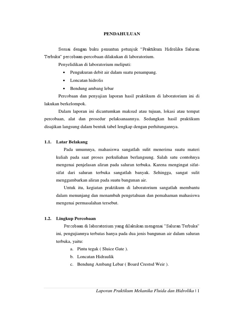 4 Laporan Praktikum Mekanika Fluida Dan Hidrolika Saluran Terbuka