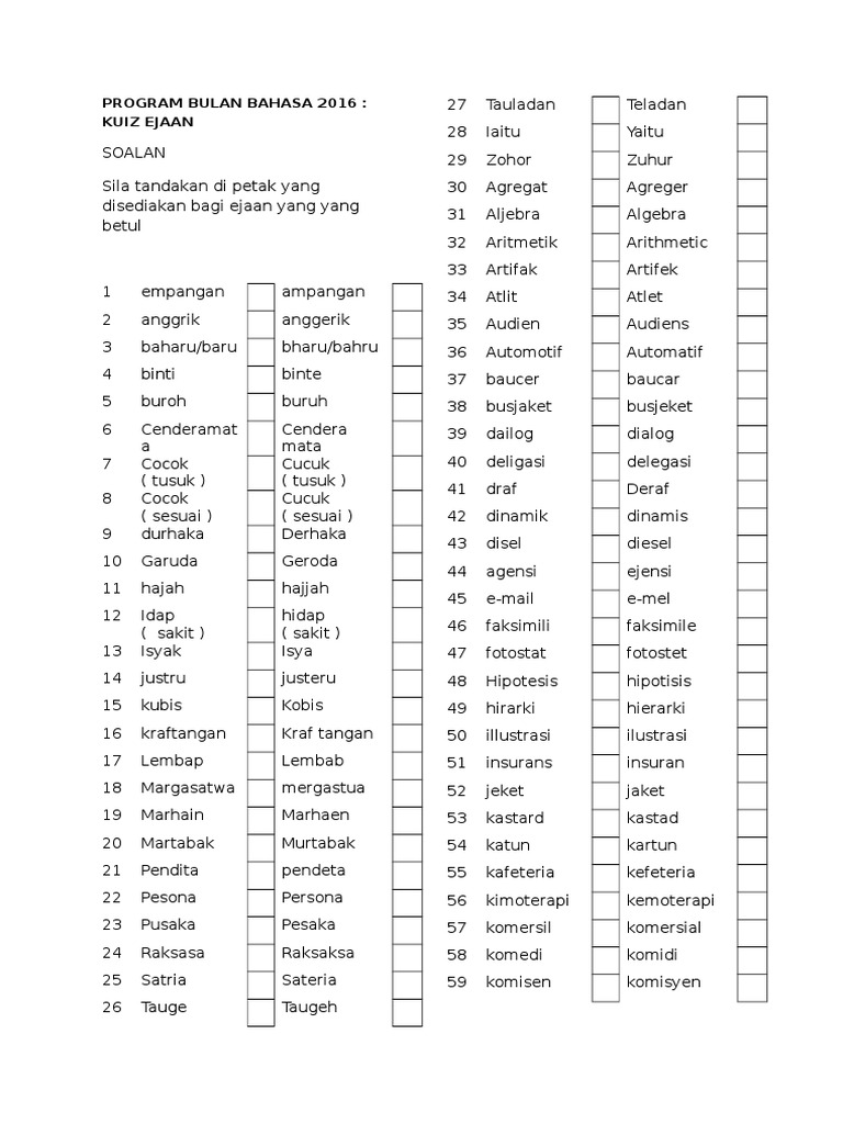 Ejaan Dan Istilah Yang Baharu