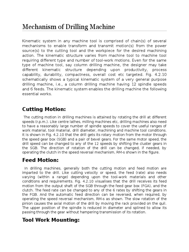 Drilling Machine Mechanism Overview | PDF | Drill | Drilling