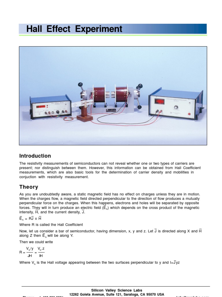 Hall Effect Experiment Electrical Resistivity And Conductivity