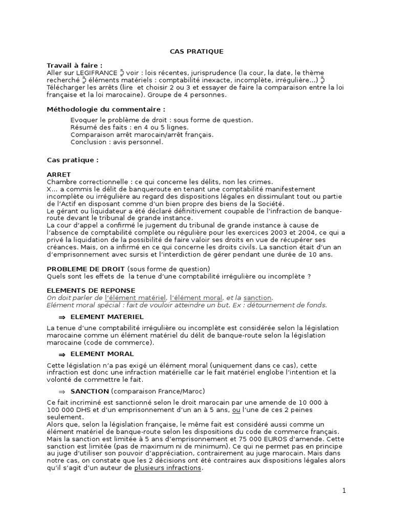 droit penal cas pratique droit statutaire loi criminelle