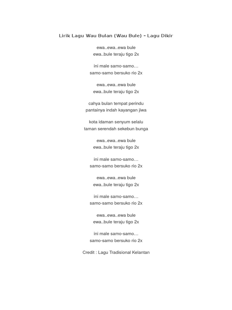 Lirik Lagu Wau Bulan Pdf
