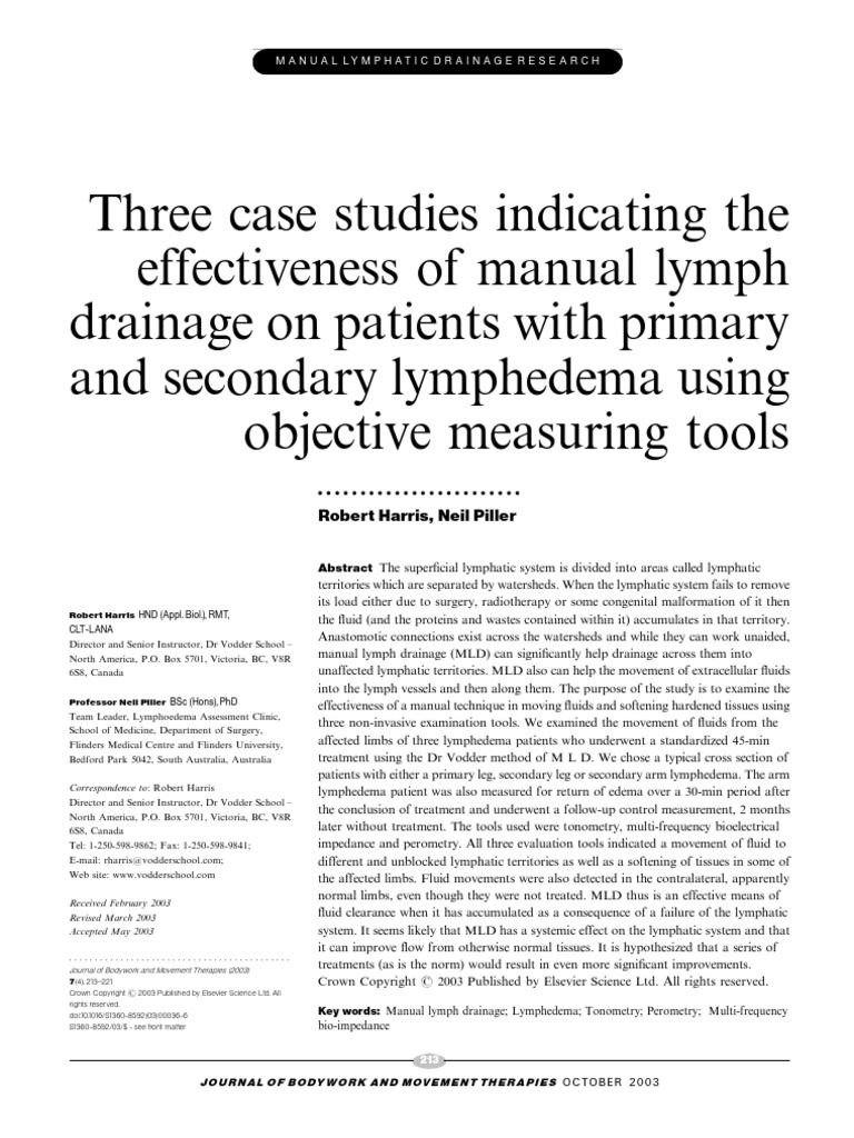 Jurnal Manual Lymphatic Drainage 4 PDF Lymphatic System Medical