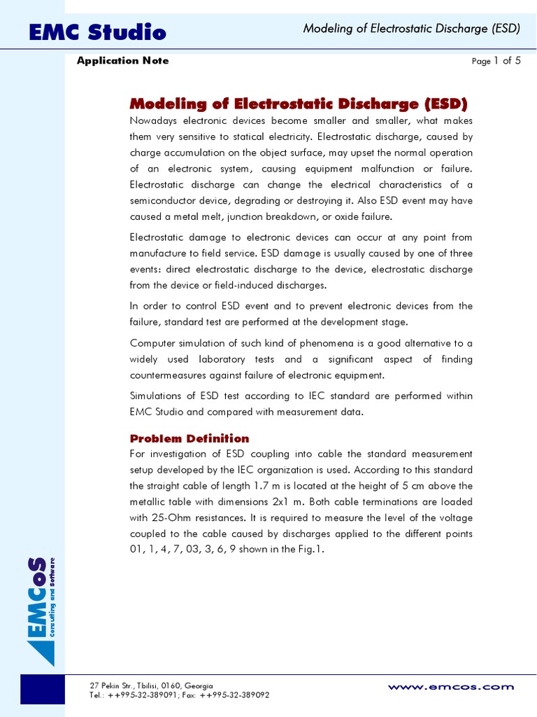 ESD Modeling and Simulation with EMC Studio | PDF | Electrostatic ...