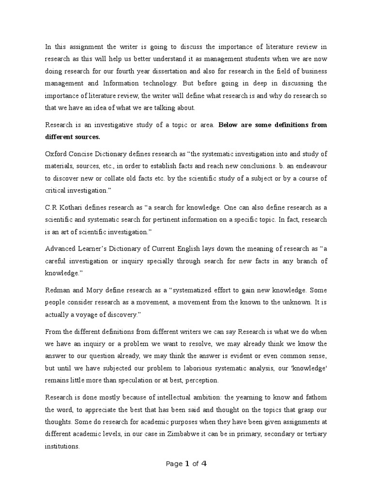 Importance of Literature Review in Research | PDF | Justification ...