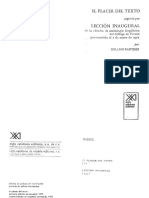 Roland Barthes - El Placer Del Texto y Lección Inaugural PDF