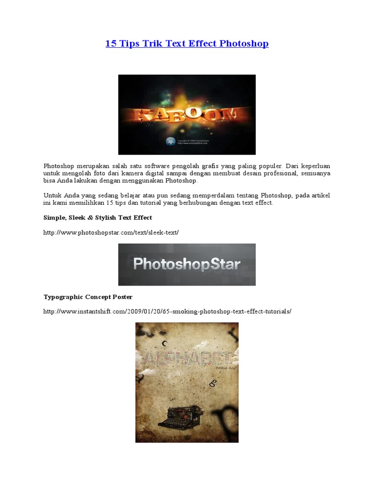 15 Photoshop Text Effect Tips | PDF