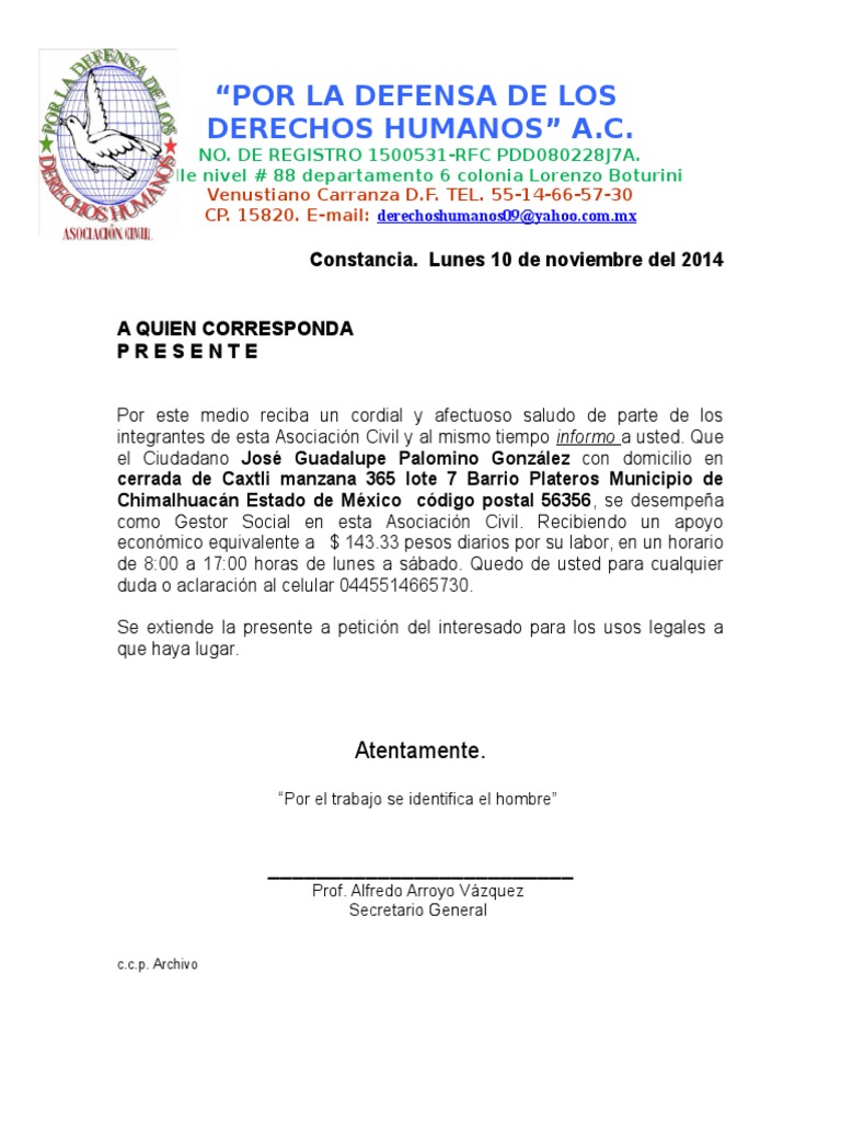 Carta de Ingresos
