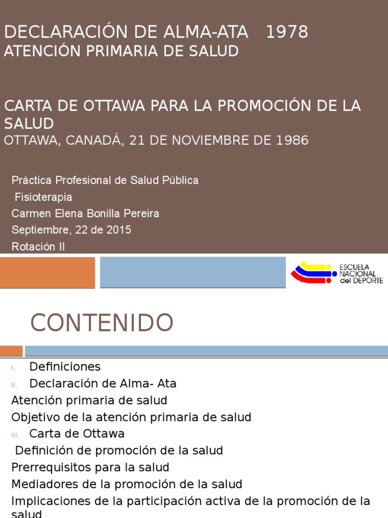 Carta de Ottawa Para La Promoción de La  Promoción de la 