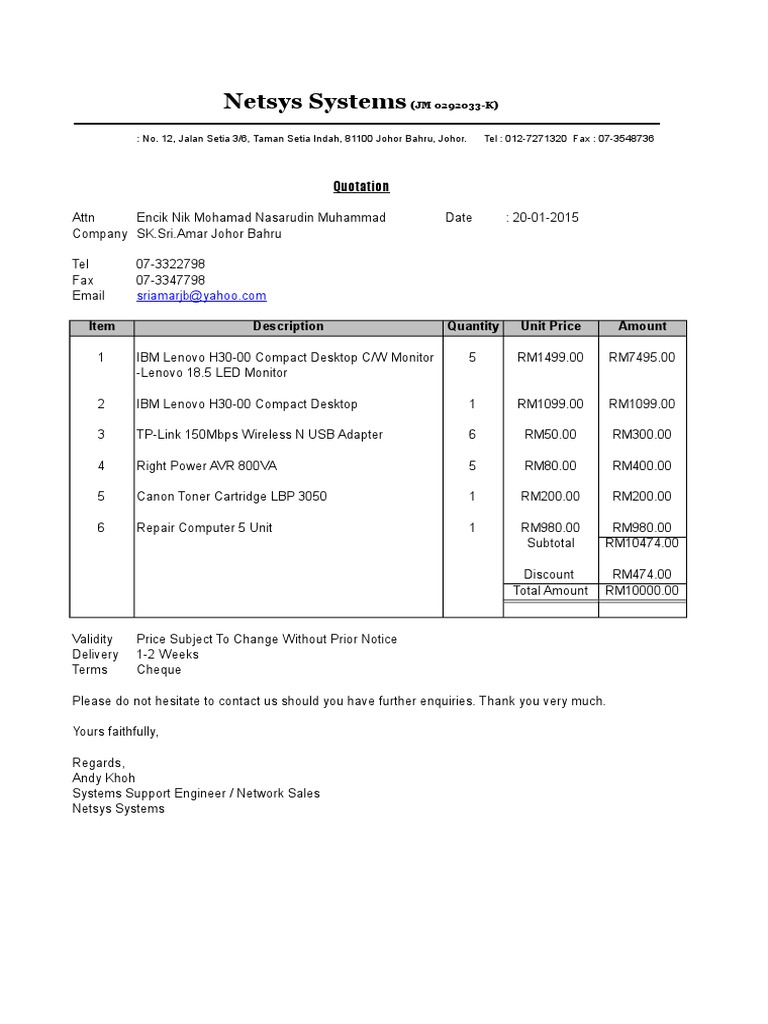 Quotation for IT Equipment Purchase | PDF