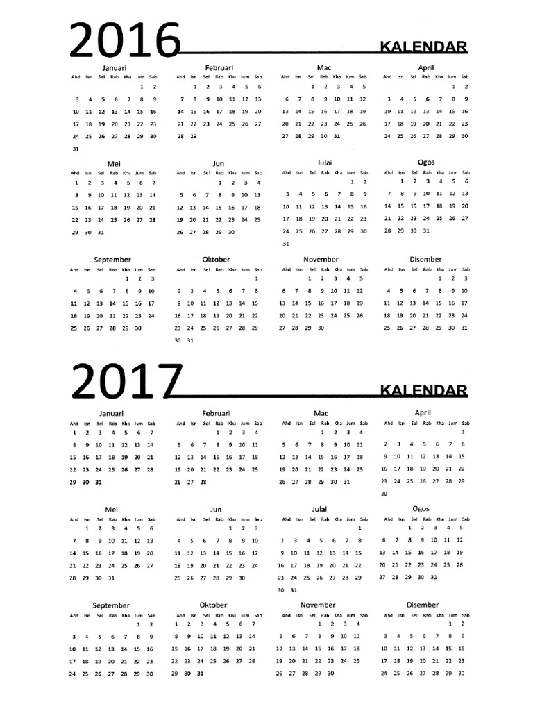 Kalendar 2016 Dan 2017