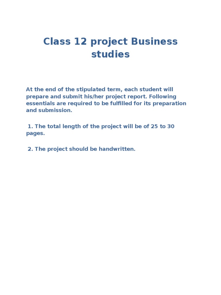 Class 12 Business Project Guidelines | PDF