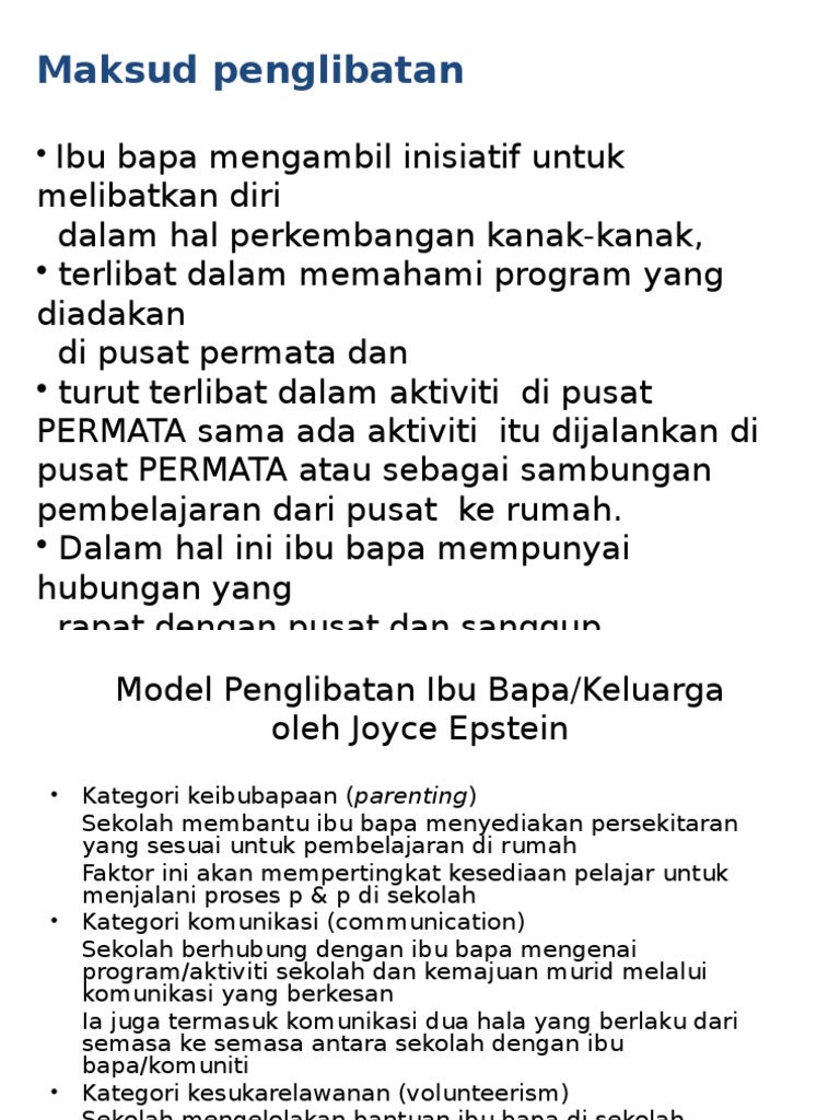 Model Penglibatan Ibu Bapa Pdf