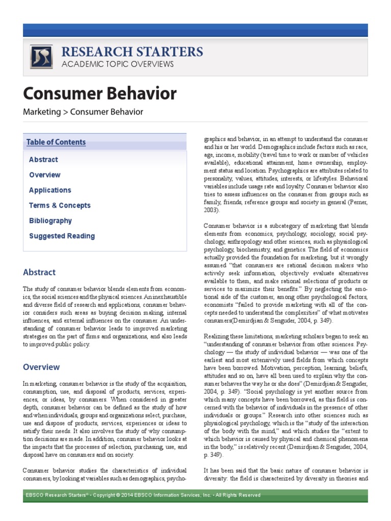consumer behavior research paper