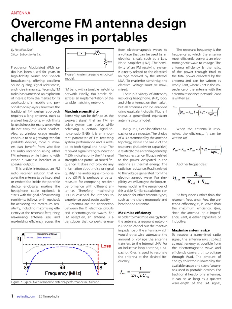 Optimizing FM Antenna Design for Portables | PDF | Antenna (Radio ...