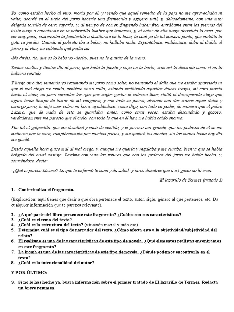 Resumen Capitulo 1 Lazarillo De Tormes