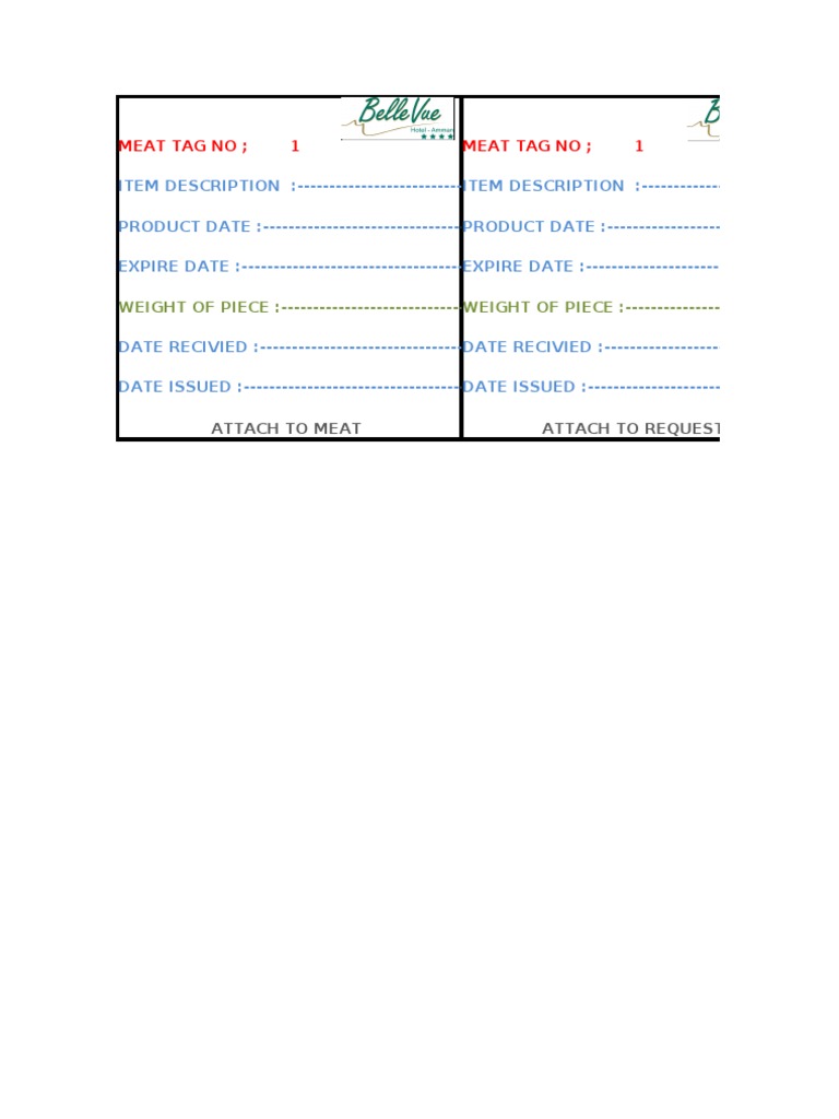 Meat Tag Information Template | PDF | Technology & Engineering