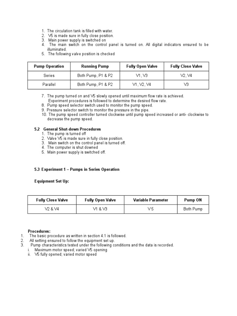 Hand Pump Valve Operation Procedures | PDF