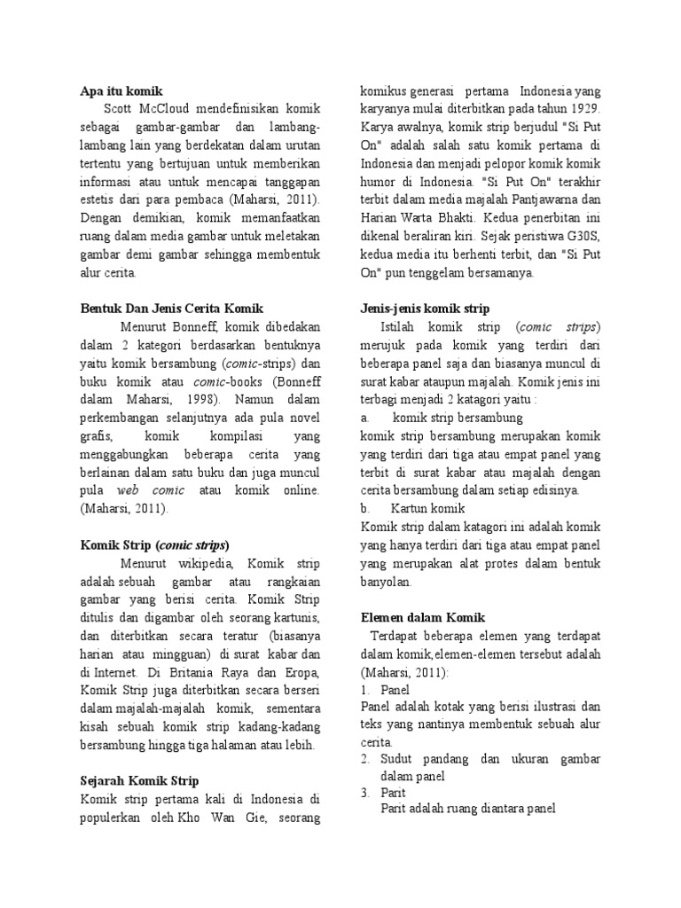Pengertian dan Jenis Komik Strip | PDF | Fiksi Umum
