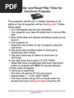 Download tutorial - how to clean filter and reset filter timer for viewsonic projector by KRDailey SN3118858 doc pdf