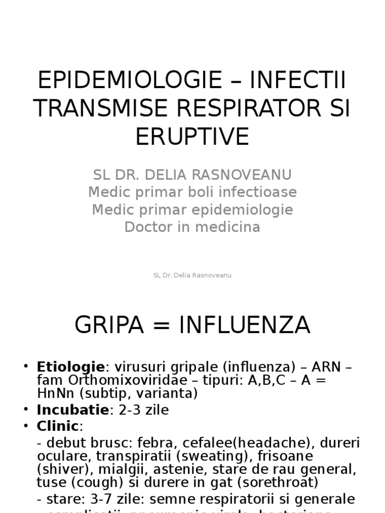 Epidemiologie - Infectii Transmise Respirator Si Eruptive | PDF