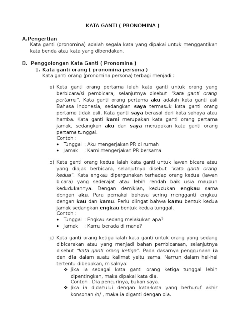 Kata Ganti Pronomina