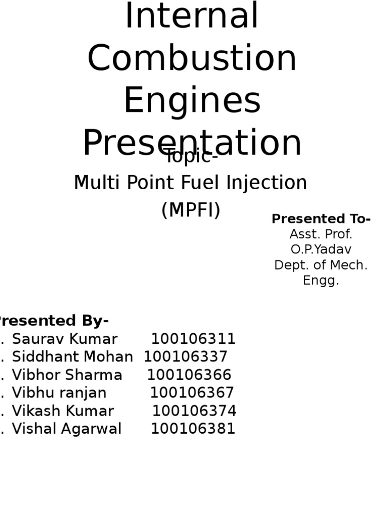 MultiPoint Fuel Injection (MPFI) Working, Advantages and Components