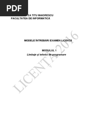 Modele Intrebari Proba Scrisa Licenta Informatica 2016 1