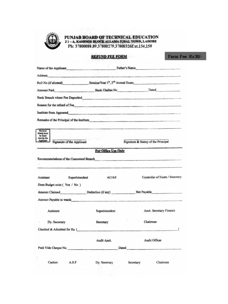 Refund Fee PBT Formsonline | PDF