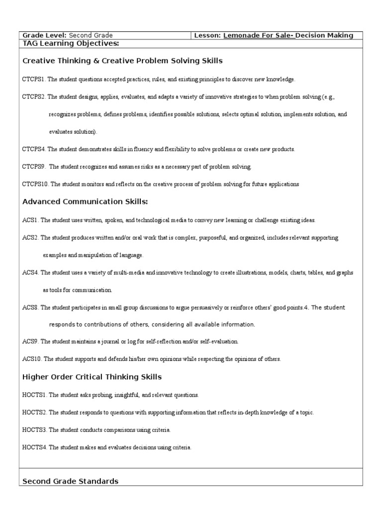 Decision Making Lesson Plan-Diane 1 1 | PDF | Creativity | Cognition