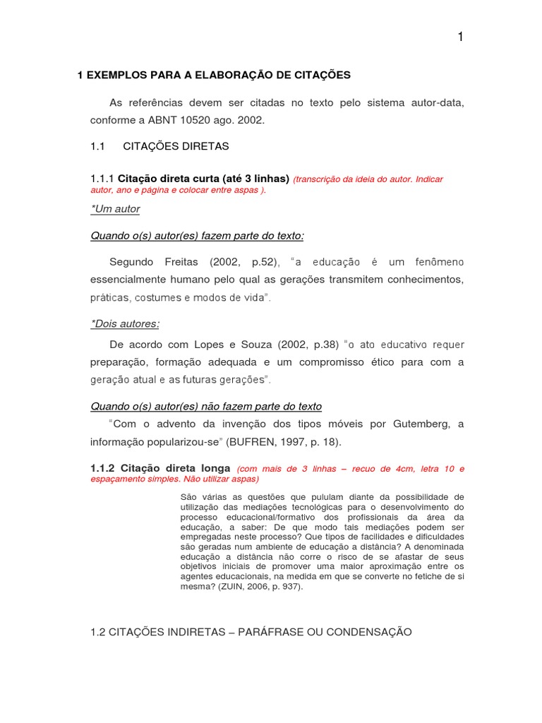 Exemplos de Citações | PDF | Citação | Brasil