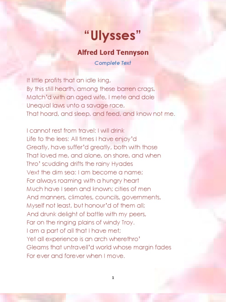 View Ulysses By Alfred Lord Tennyson Analysis PNG