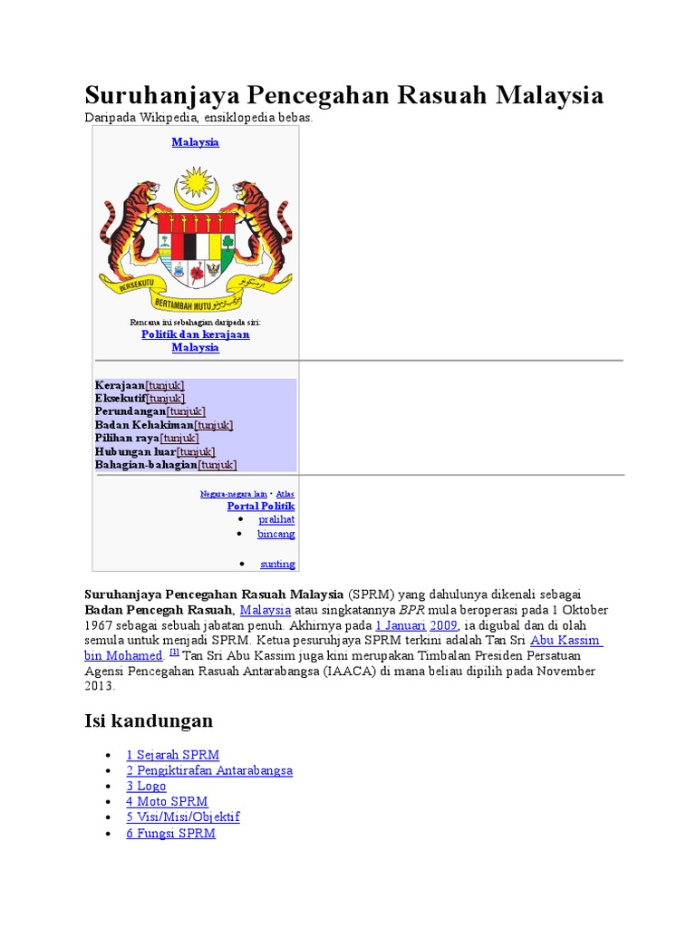 Suruhanjaya Pencegahan Rasuah Malaysia | PDF