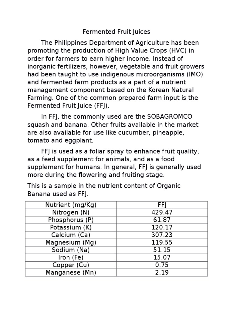 Fermented Fruit Juices Nutrients Fruit