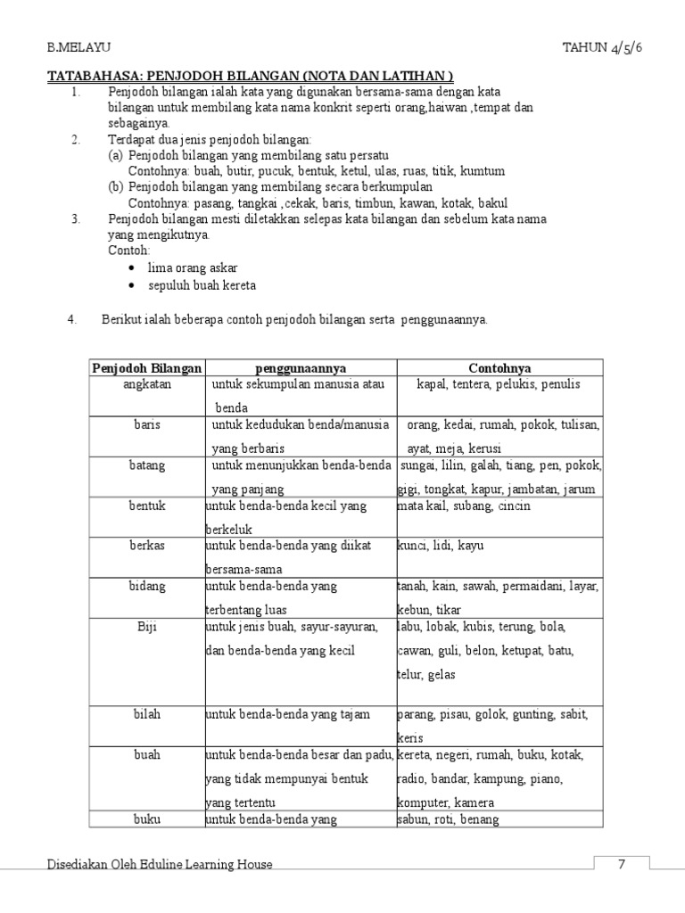 Penjodoh Bilangan Untuk Sekeping Wang Kertas / 1) penjodoh bilangan