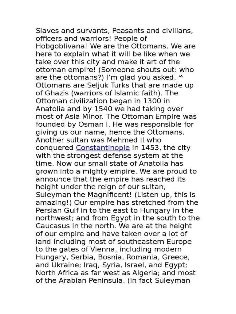 The Ottomans Speech Anatolia Ottoman Empire