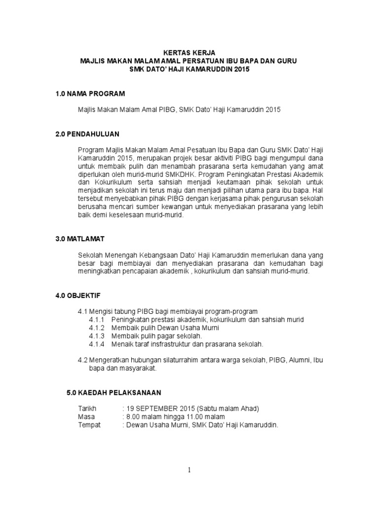 Kertas Kerja Makan Malam Amal