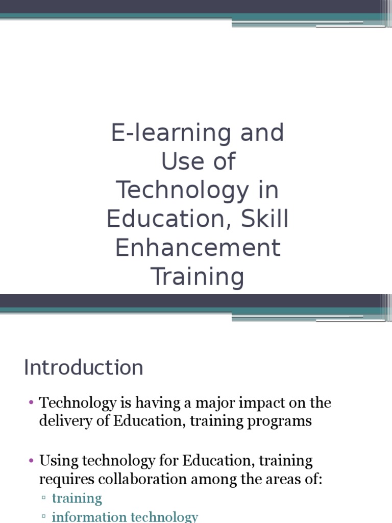 E-Learning and Technology in Training | PDF | Educational Technology ...